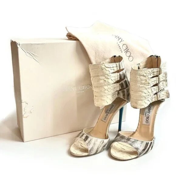 Jimmy Choo Opera Matt Python Pony White and Zebra Sandals - Picture 12 of 12